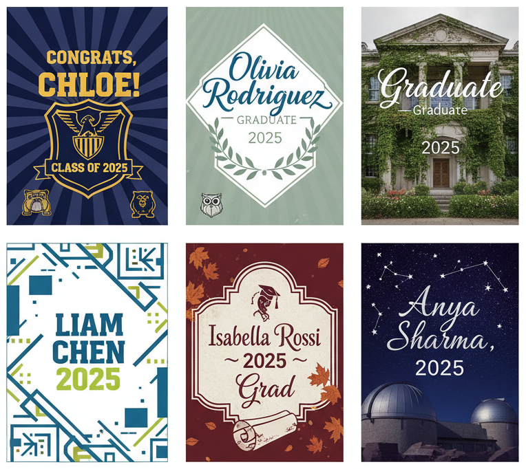 High school senior banner design featuring bold and elegant fonts that stand out with a personalized graduation message