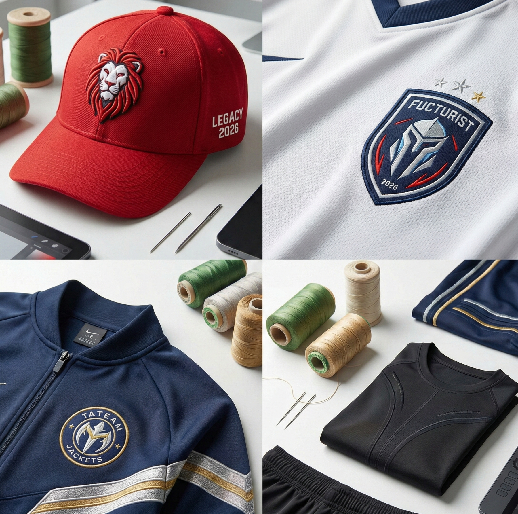 A modern embroidered design showcasing 2026 embroidery trends with detailed textures and vibrant stitching styles