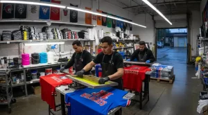 Silk Screen Printing process used on sports jerseys and athletic team uniforms
