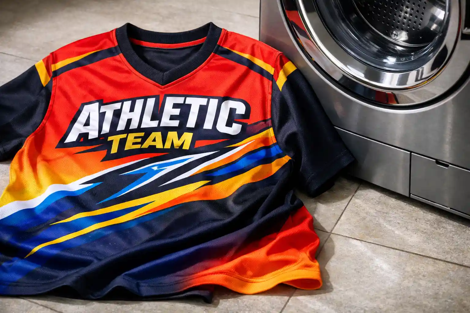 Close-up of silk screen printed design on t-shirt demonstrating durability after repeated washing cycles