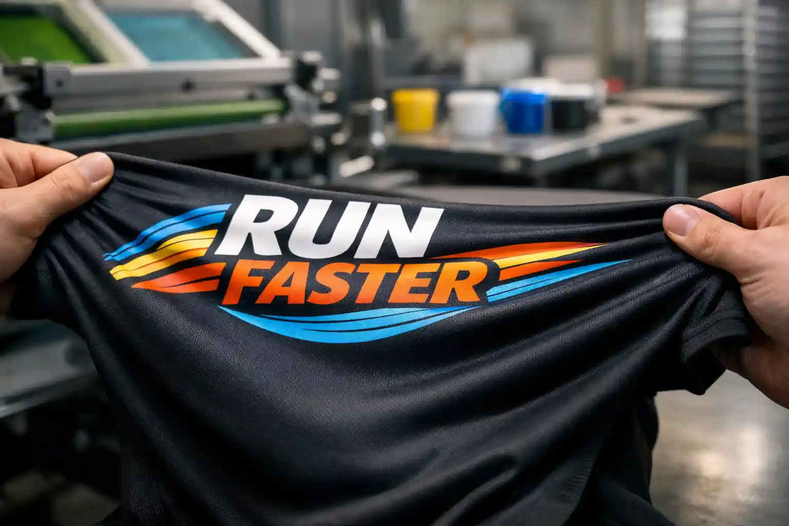 Silk Screen Printing on stretch athletic fabric showing flexible ink durability