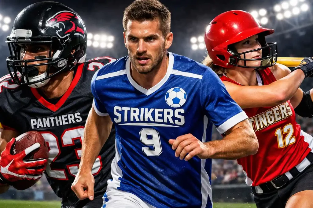 Silk screen printing process applied to durable sports uniforms with vibrant team logos and numbers